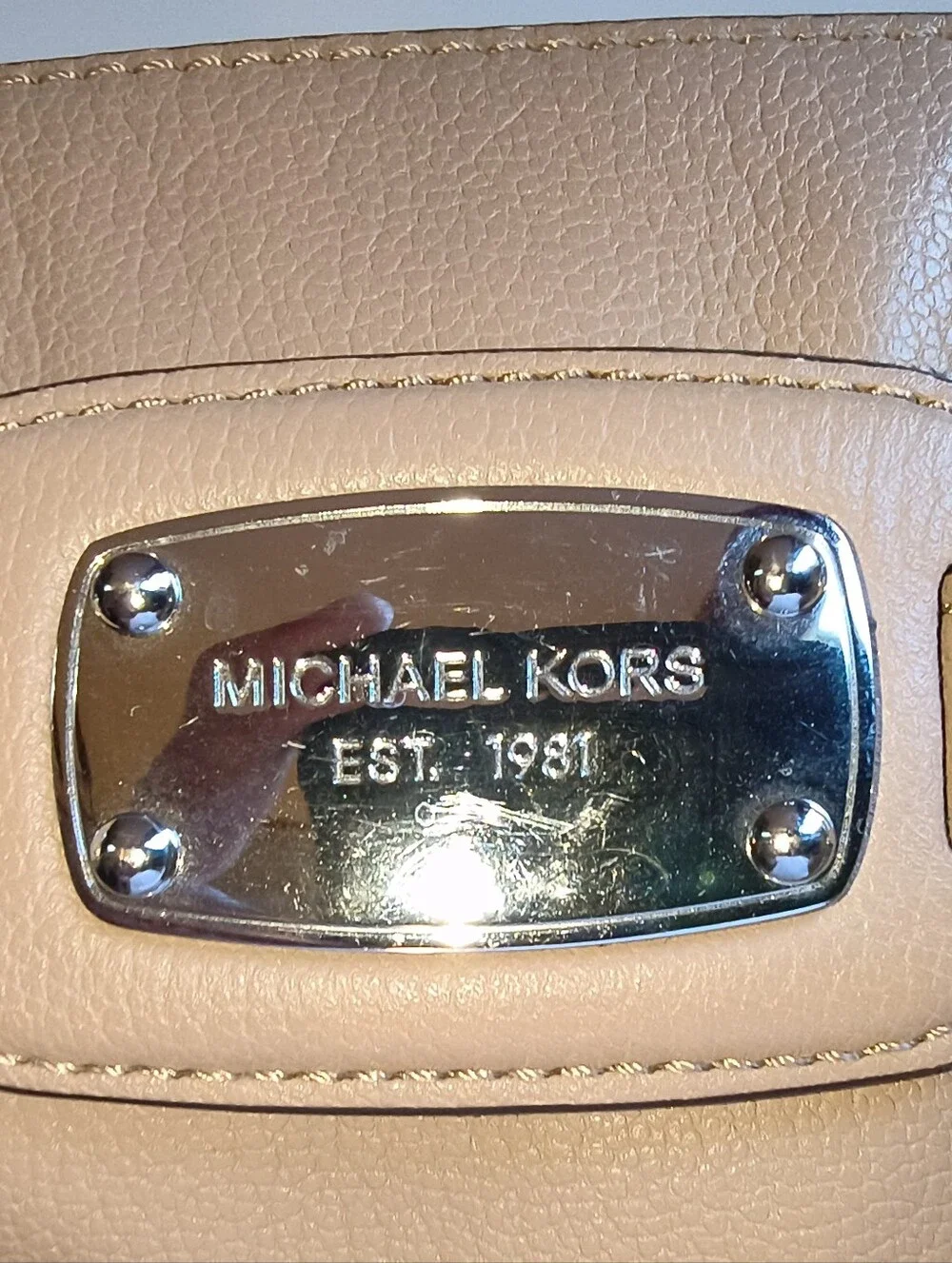 Michael Kors Nude/Tan Leather Satchel with Gold Hardware
